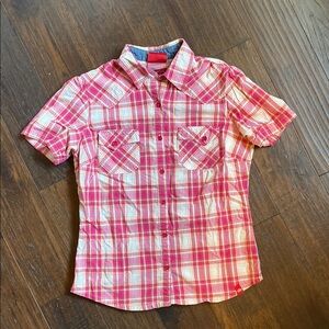 Dickies western style pink plaid button up button down shirt
